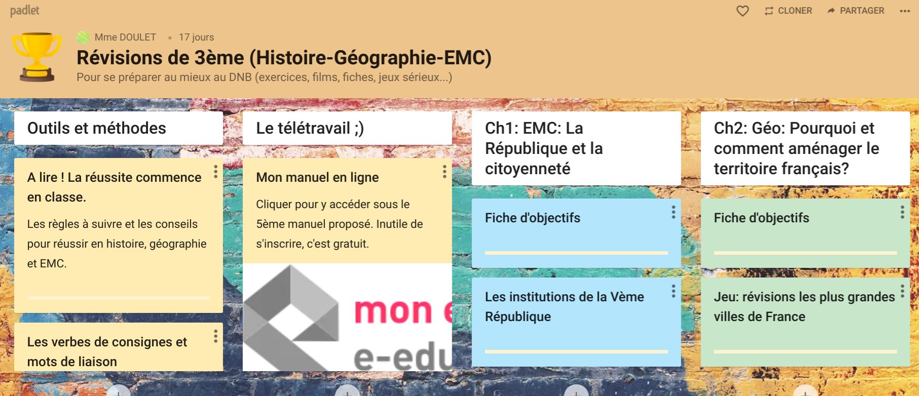 Révisions 3ème brevet Histoire géographie EMC - Arre